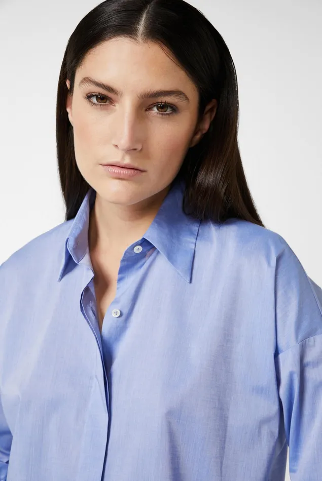 Van Laack Business Blouses Women Poplin Shirt Blouse With Dropped Shoulders Blue Van Laack Business Blouses Women Poplin Shirt Blouse With Dropped Shoulders Blue