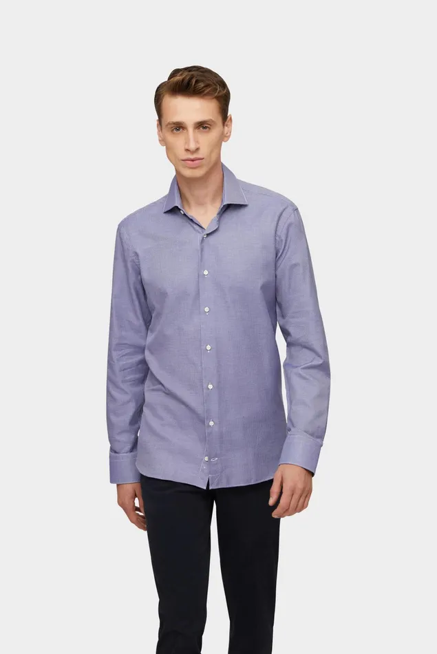 Van Laack Business Shirts Men Hemd Aus BaumwollDobby Mit Strukturmuster Tailor Fit Dunkelblau