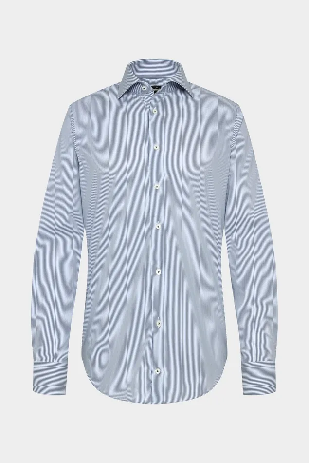 Van Laack Business Shirts Men Natural Stretch Perfect Look Shirt Candy Stripes On Cotton Twill
