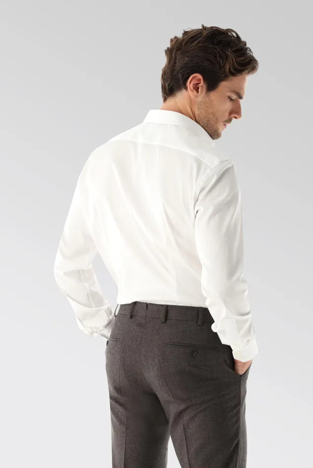 Van Laack Business Shirts Men Plain Cotton Stretch Poplin Shirt Van Laack Business Shirts Men Plain Cotton Stretch Poplin Shirt