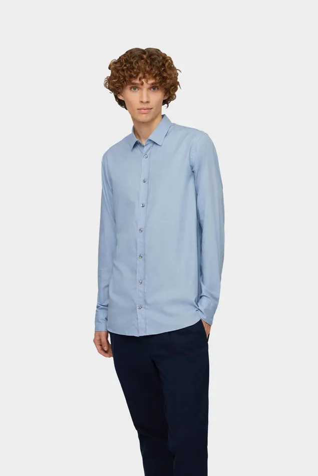 Van Laack Business Shirts Men Twill Hemd Mit Kent Kragen Slim Fit Hellblau