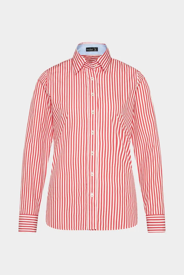 Van Laack Casual Blouses Women Shirt Blouse With Contrasting Details Red Striped