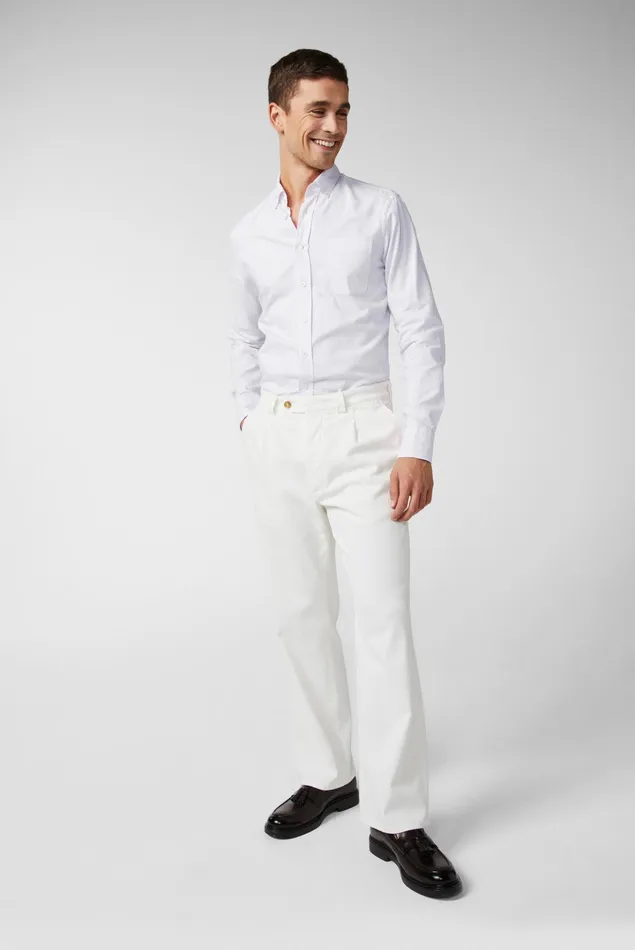 Van Laack Casual Shirts Men Buttondown Oxford Hem In A Soft Wash White