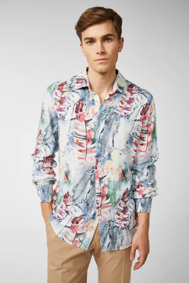 Van Laack Casual Shirts Men Poplin Shirt With A Floral Print
