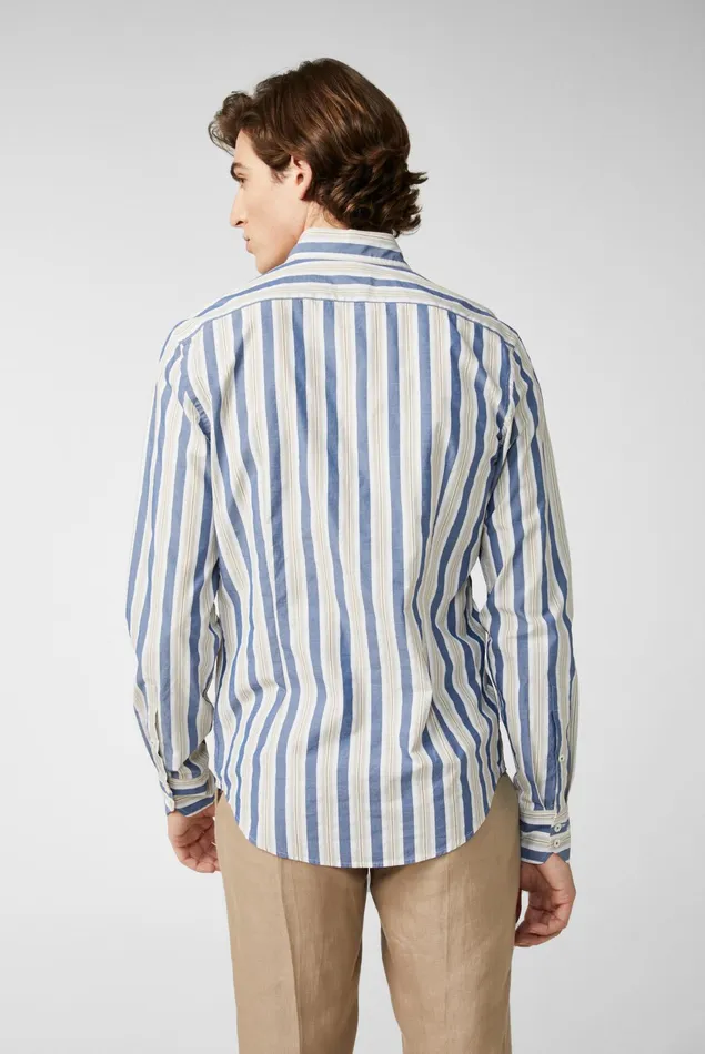 Van Laack Casual Shirts Men Sun Bleached Broad Striped Button Down Collar Cotton Shirt Van Laack Casual Shirts Men Sun Bleached Broad Striped Button Down Collar Cotton Shirt