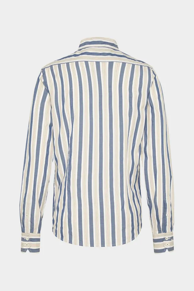 Van Laack Casual Shirts Men Sun Bleached Broad Striped Button Down Collar Cotton Shirt Van Laack Casual Shirts Men Sun Bleached Broad Striped Button Down Collar Cotton Shirt
