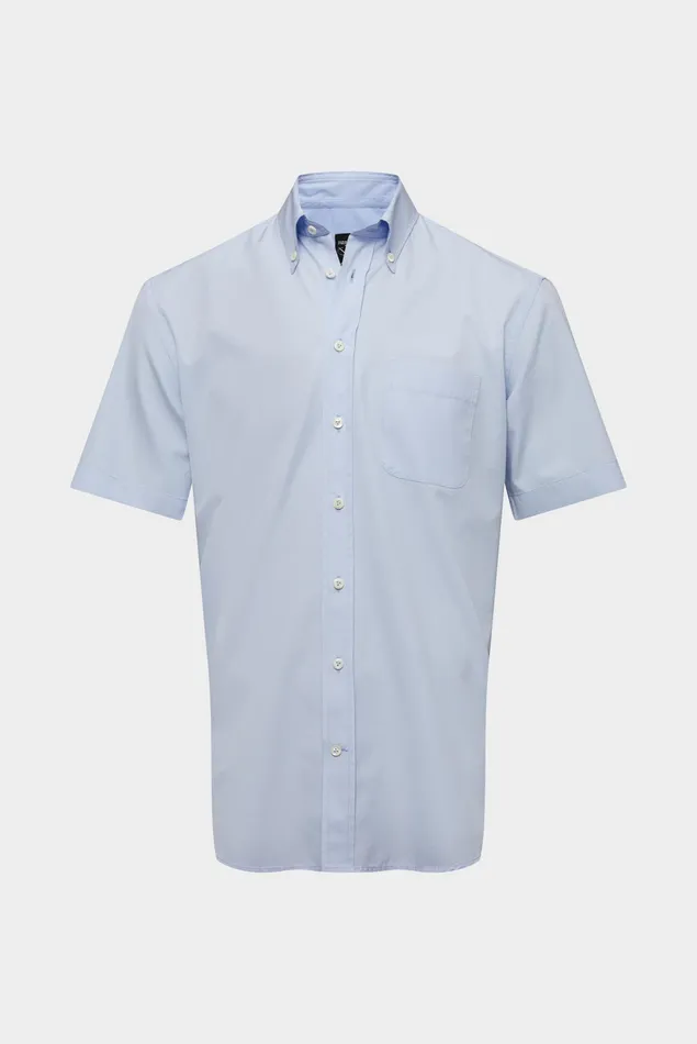 Van Laack ComfortFit Shirts Men Shortsleeved Shirt In Lightweight Cotton Poplin Blue