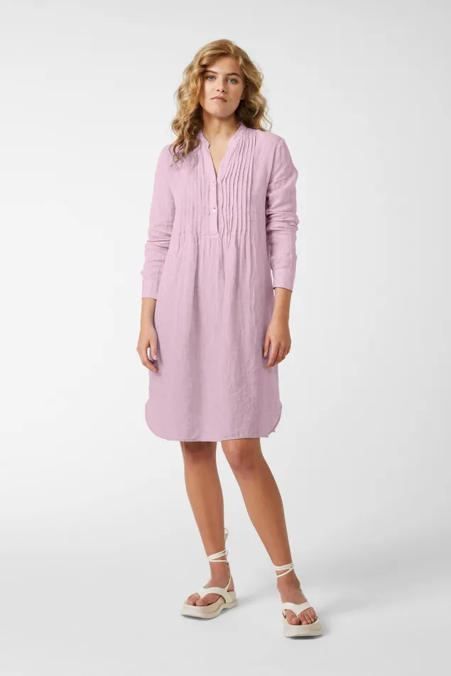 Van Laack Dresses and Skirts Women Kneelength Dress With Stitched Pleats In Pink Linen Fabric Van Laack Dresses and Skirts Women Kneelength Dress With Stitched Pleats In Pink Linen Fabric
