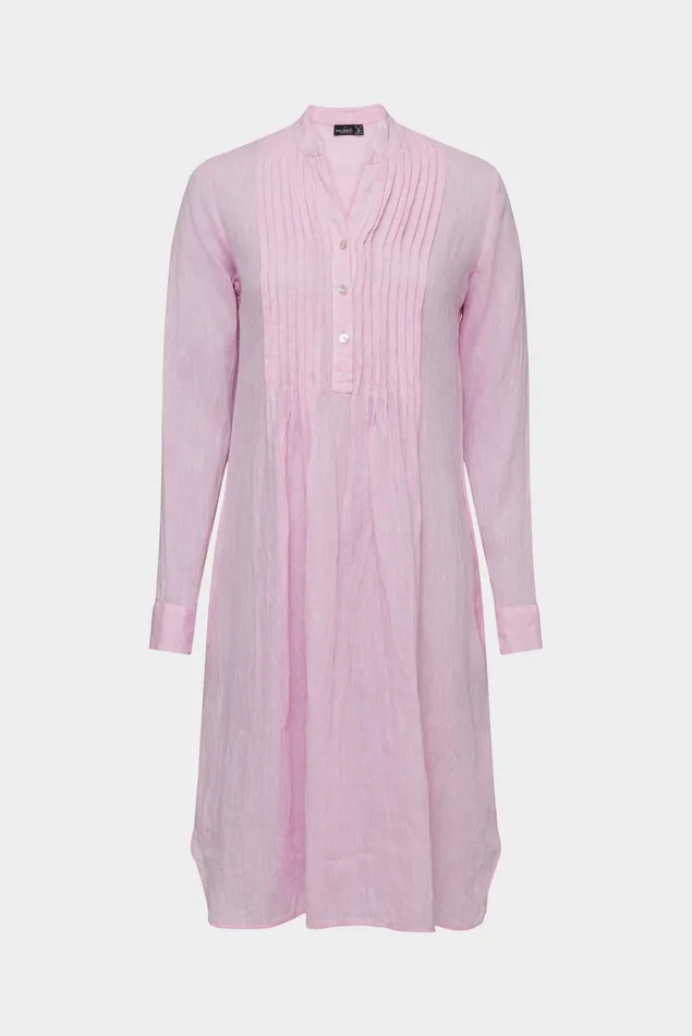 Van Laack Dresses and Skirts Women Kneelength Dress With Stitched Pleats In Pink Linen Fabric Van Laack Dresses and Skirts Women Kneelength Dress With Stitched Pleats In Pink Linen Fabric