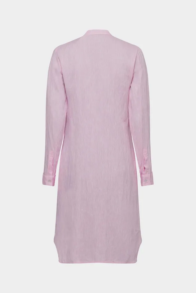 Van Laack Dresses and Skirts Women Kneelength Dress With Stitched Pleats In Pink Linen Fabric Van Laack Dresses and Skirts Women Kneelength Dress With Stitched Pleats In Pink Linen Fabric