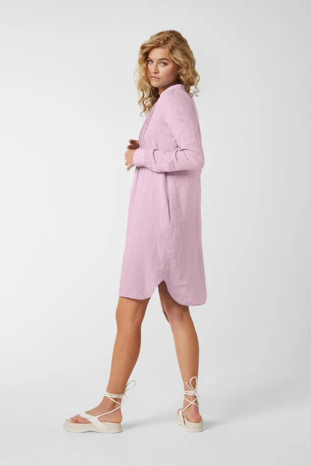 Van Laack Dresses and Skirts Women Kneelength Dress With Stitched Pleats In Pink Linen Fabric Van Laack Dresses and Skirts Women Kneelength Dress With Stitched Pleats In Pink Linen Fabric