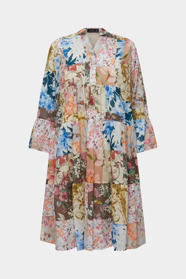 Van Laack Dresses and Skirts Women Slipon Dress With Godet Details In Cotton With Patchwork Print Van Laack Dresses and Skirts Women Slipon Dress With Godet Details In Cotton With Patchwork Print