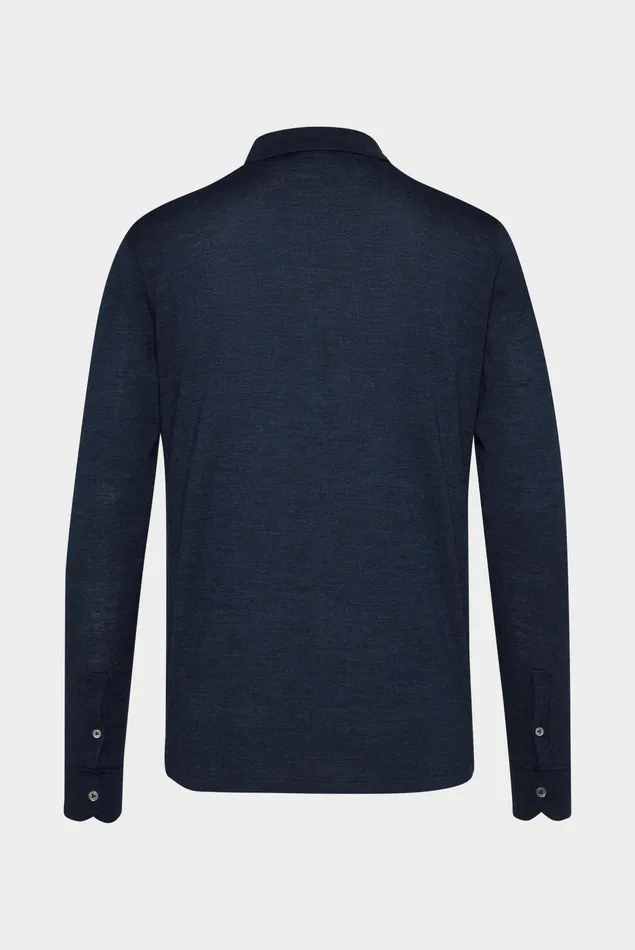 Van Laack Easy Iron Shirts Men Knitted Shirt In Merino Wool Blau Van Laack Easy Iron Shirts Men Knitted Shirt In Merino Wool Blau