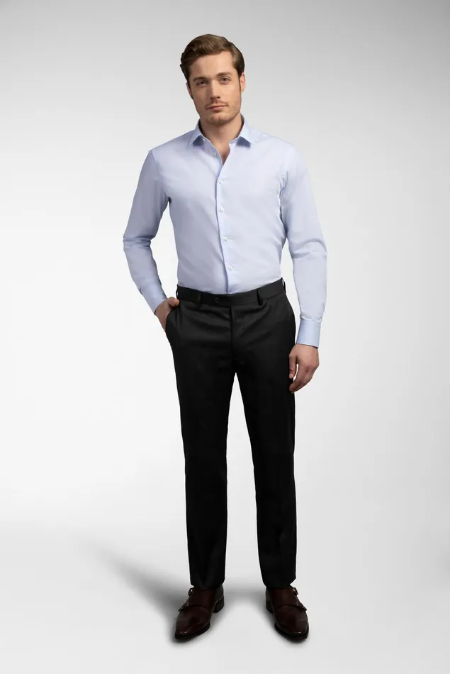 Van Laack Easy Iron Shirts Men NonIron Twill Shirt Slim Fit Light Blue Striped