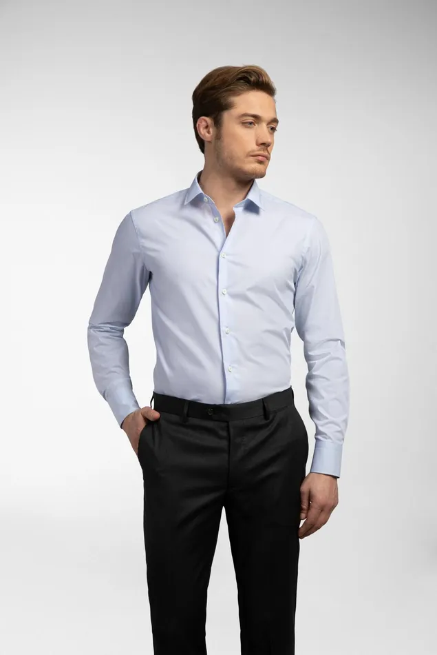 Van Laack Easy Iron Shirts Men NonIron Twill Shirt Slim Fit Light Blue Striped Van Laack Easy Iron Shirts Men NonIron Twill Shirt Slim Fit Light Blue Striped