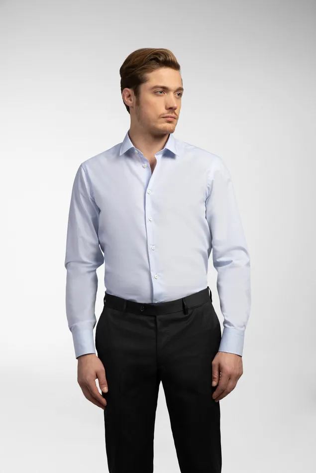Van Laack Easy Iron Shirts Men NonIron Twill Shirt Slim Fit Light Blue Striped Van Laack Easy Iron Shirts Men NonIron Twill Shirt Slim Fit Light Blue Striped