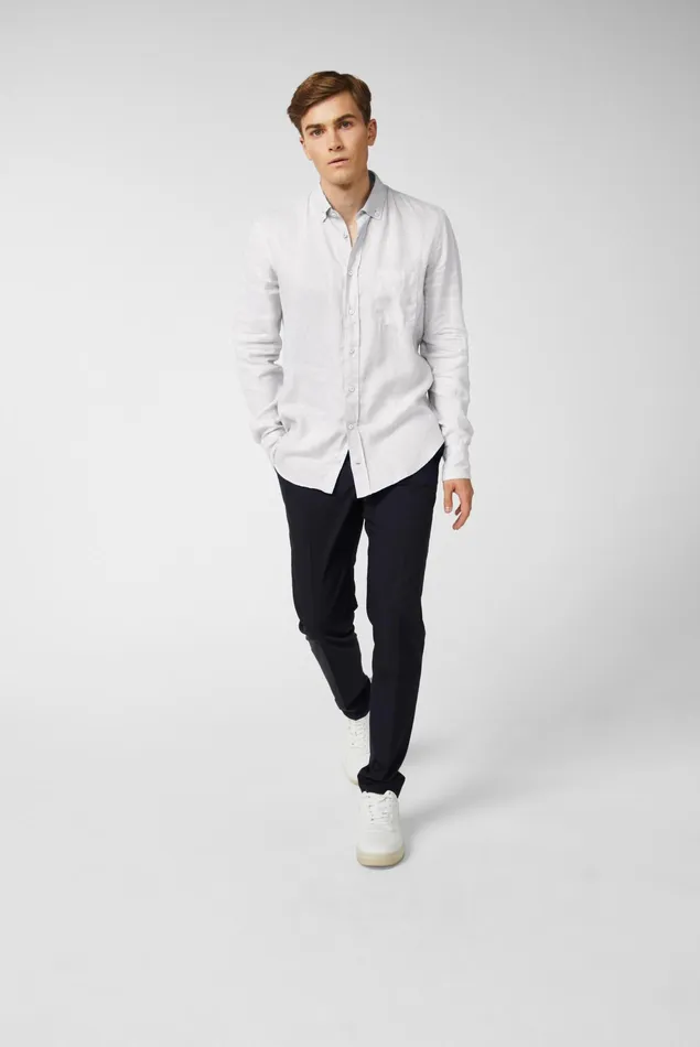 Van Laack Linen Shirts Men Linen Shirt With A Buttondown Collar White