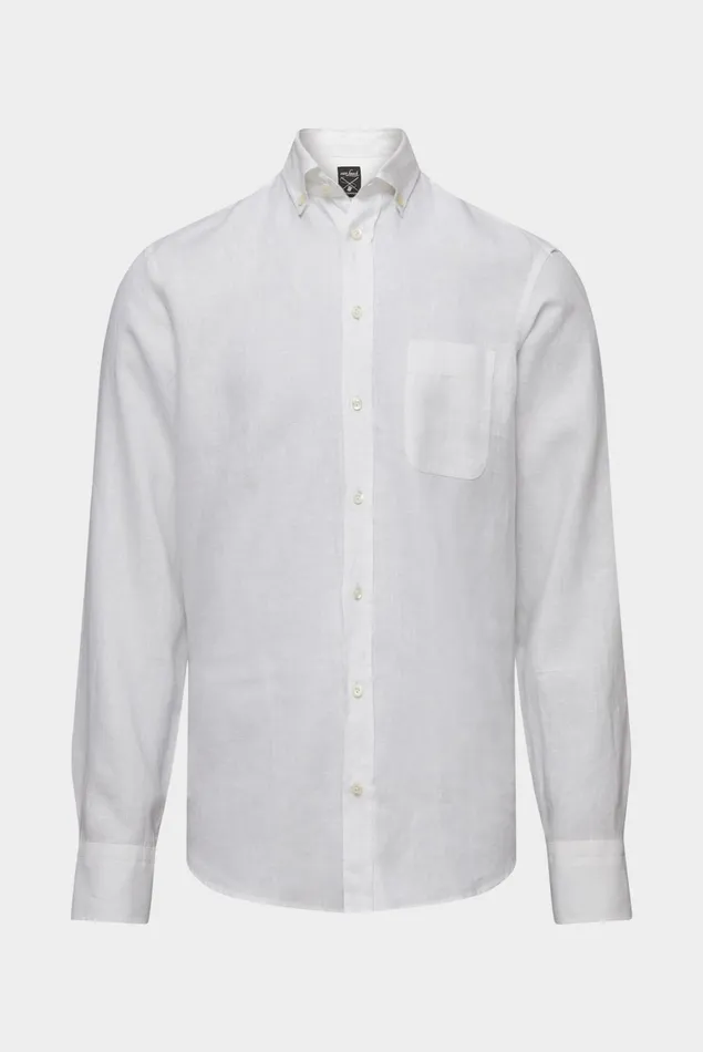 Van Laack Linen Shirts Men Linen Shirt With A Buttondown Collar White