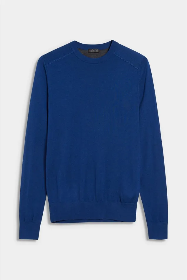 Van Laack Sweaters and Cardigans Men Knitted CrewNeck Pullover With Contrast Details 100 Merino Wool