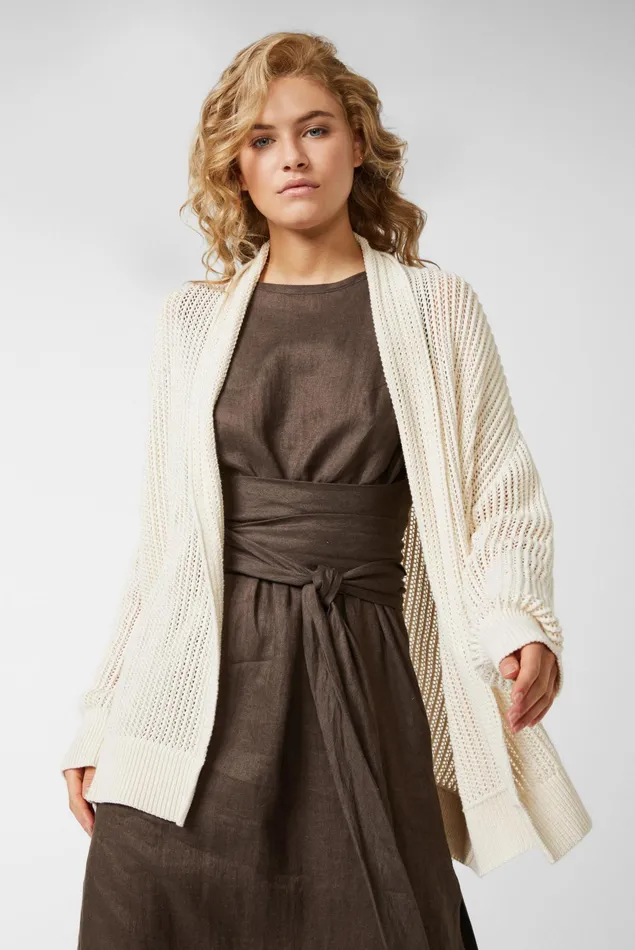 Van Laack Sweaters and Cardigans Women Long Cardigan Made From Organic Cotton Offwhite Van Laack Sweaters and Cardigans Women Long Cardigan Made From Organic Cotton Offwhite