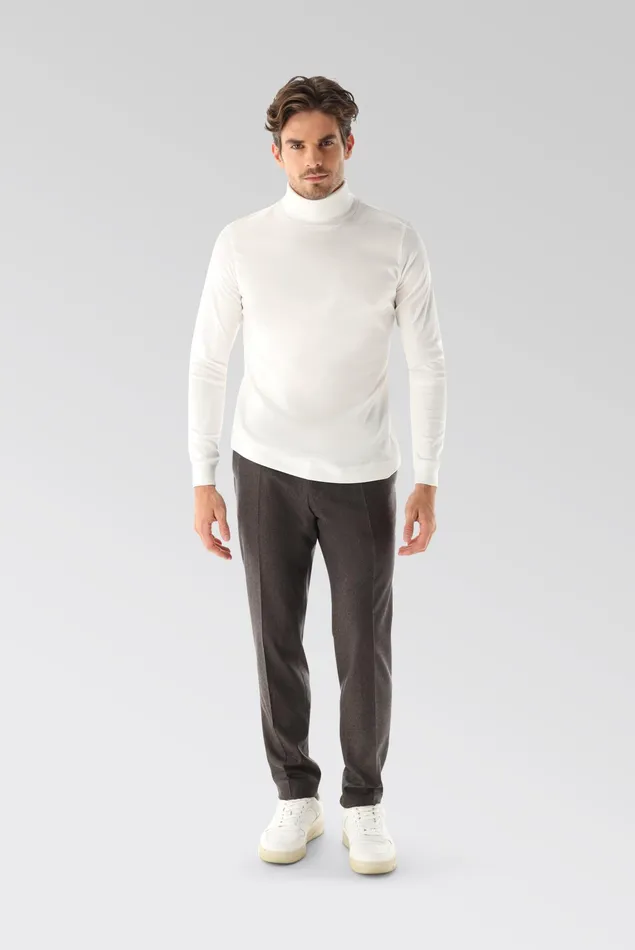 Van Laack TShirts Men Swiss Cotton Jersey Turtleneck Shirt White Van Laack TShirts Men Swiss Cotton Jersey Turtleneck Shirt White