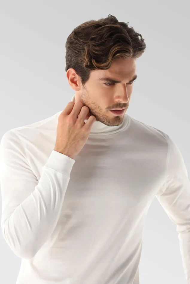 Van Laack TShirts Men Swiss Cotton Jersey Turtleneck Shirt White Van Laack TShirts Men Swiss Cotton Jersey Turtleneck Shirt White