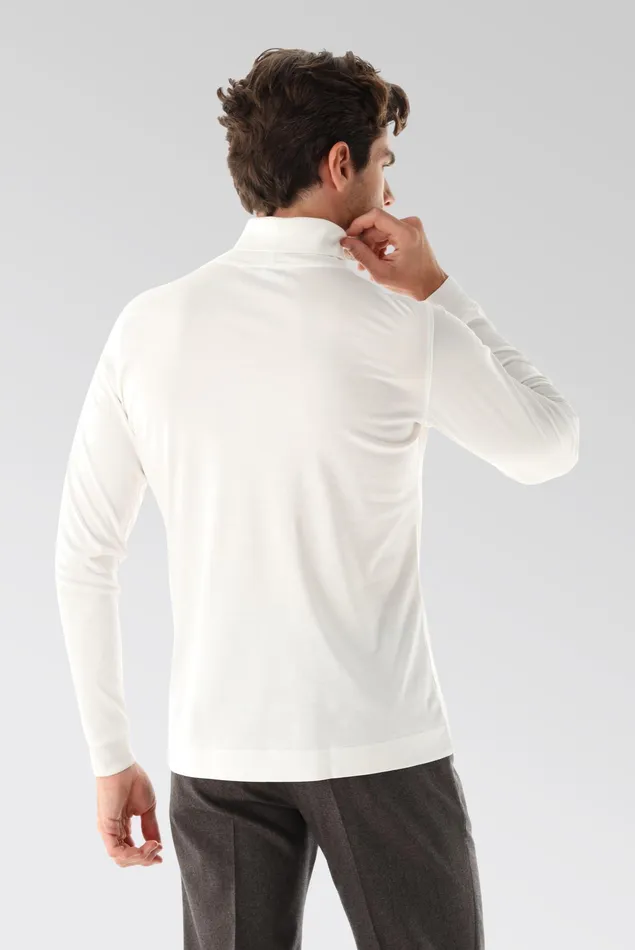 Van Laack TShirts Men Swiss Cotton Jersey Turtleneck Shirt White Van Laack TShirts Men Swiss Cotton Jersey Turtleneck Shirt White