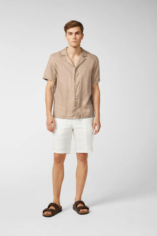 Van Laack TailorFit Shirts Men Super Soft Linen Bowlingshirt Beige