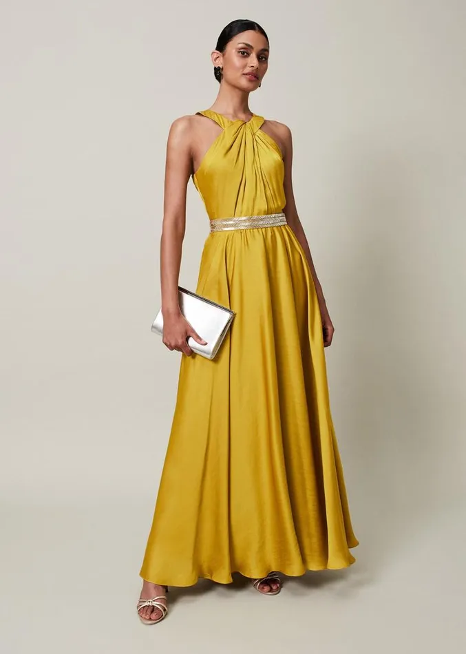 Vanessa Beaded Belt Maxi Dress Chartreuse Women Phase Eight Dresses