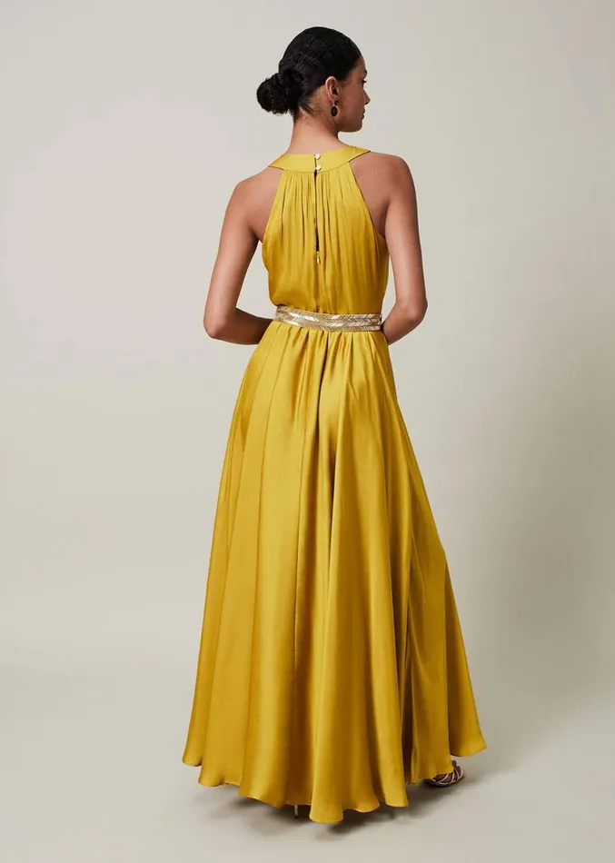 Vanessa Beaded Belt Maxi Dress Chartreuse Women Phase Eight Dresses