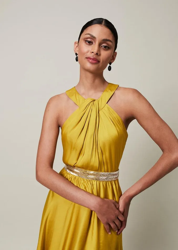 Vanessa Beaded Belt Maxi Dress Chartreuse Women Phase Eight Dresses