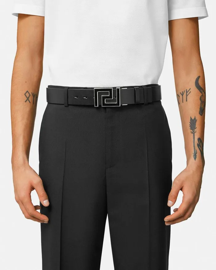 Versace Belts Greca Reversible Belt 4 Cm Black 8211 Men Versace Belts Greca Reversible Belt 4 Cm Black 8211 Men