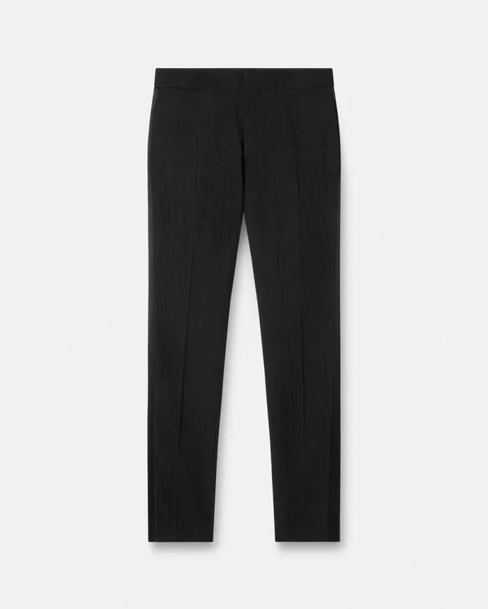 Versace Blazers and Suits CrocEffect Jacquard Formal Pants Black 8211 Men
