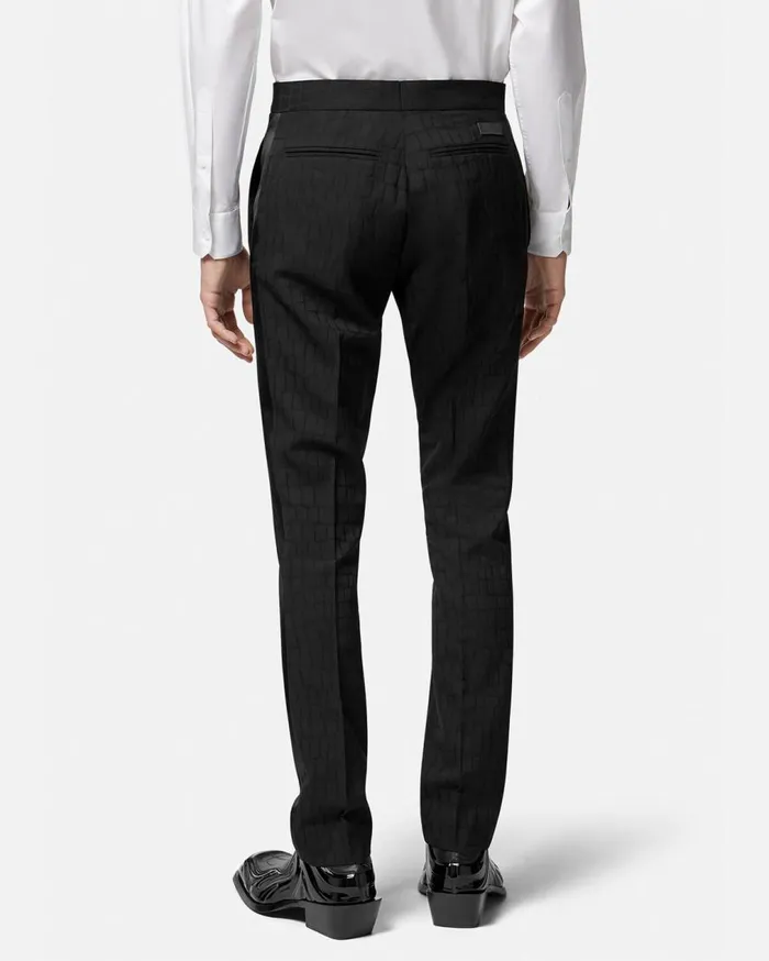 Versace Blazers and Suits CrocEffect Jacquard Formal Pants Black 8211 Men Versace Blazers and Suits CrocEffect Jacquard Formal Pants Black 8211 Men