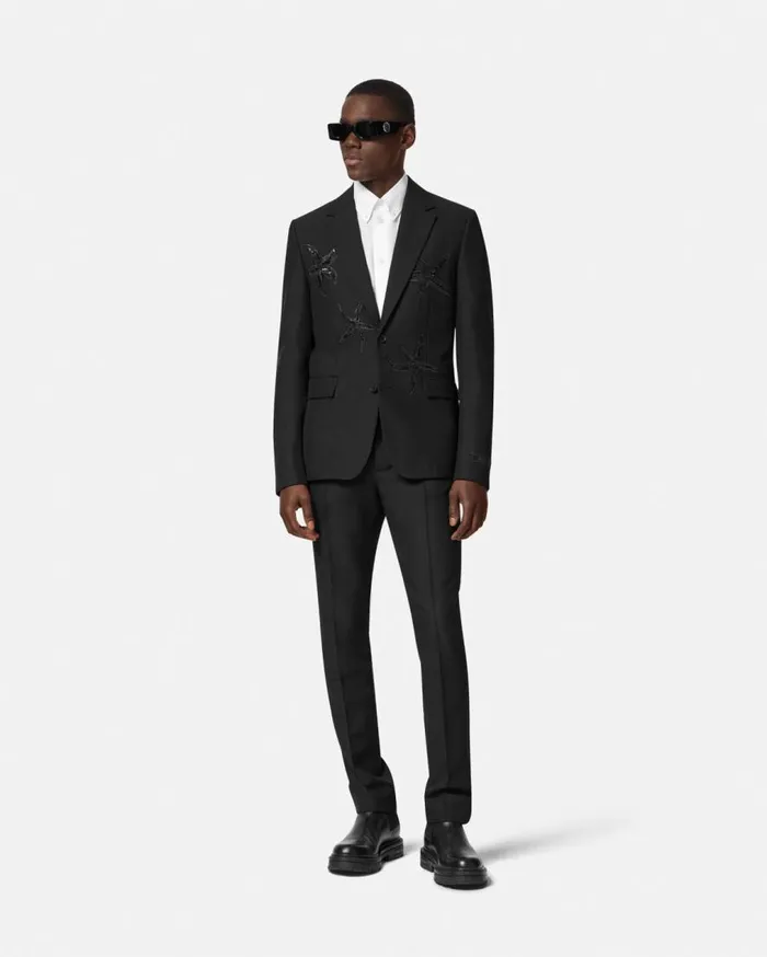 Versace Blazers and Suits Embellished MohairBlend Blazer Black 8211 Men Versace Blazers and Suits Embellished MohairBlend Blazer Black 8211 Men