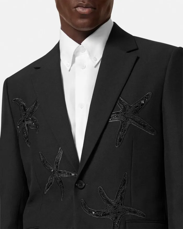 Versace Blazers and Suits Embellished MohairBlend Blazer Black 8211 Men Versace Blazers and Suits Embellished MohairBlend Blazer Black 8211 Men