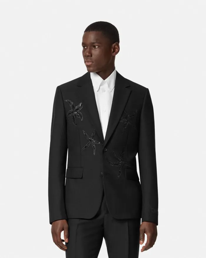 Versace Blazers and Suits Embellished MohairBlend Blazer Black 8211 Men Versace Blazers and Suits Embellished MohairBlend Blazer Black 8211 Men