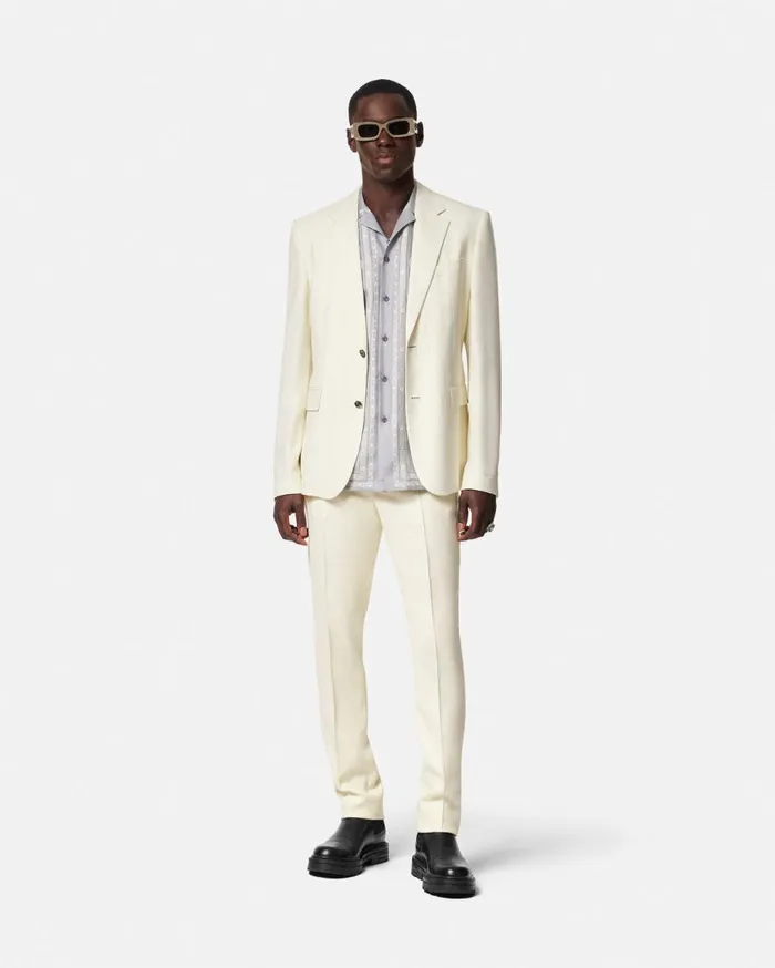 Versace Blazers and Suits SilkBlend Malfil Formal Pants White 8211 Men Versace Blazers and Suits SilkBlend Malfil Formal Pants White 8211 Men