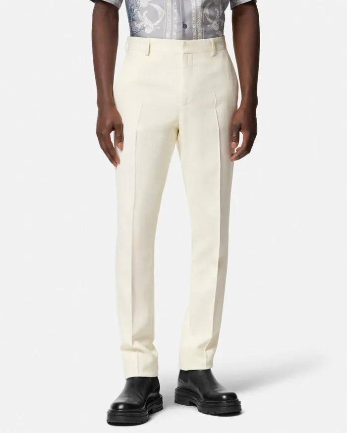 Versace Blazers and Suits SilkBlend Malfil Formal Pants White 8211 Men Versace Blazers and Suits SilkBlend Malfil Formal Pants White 8211 Men