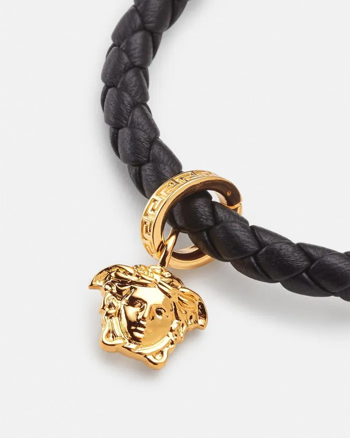 Versace Bracelets Medusa Braided Leather Bracelet Black 8211 Women Versace Bracelets Medusa Braided Leather Bracelet Black 8211 Women
