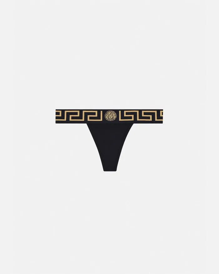 Versace Bras and Briefs Greca Border Thong Black 8211 Women
