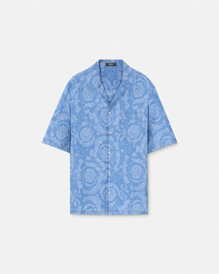 Versace Denim Barocco Chambray Denim Shirt Blue 8211 Men