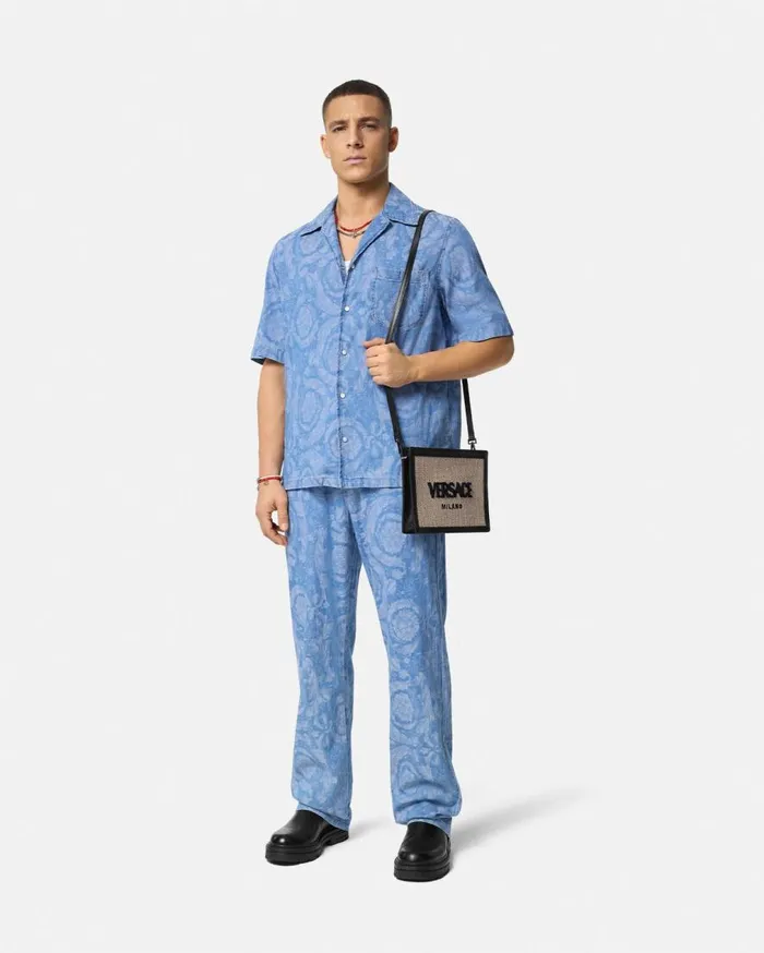 Versace Denim Barocco Chambray Denim Shirt Blue 8211 Men Versace Denim Barocco Chambray Denim Shirt Blue 8211 Men