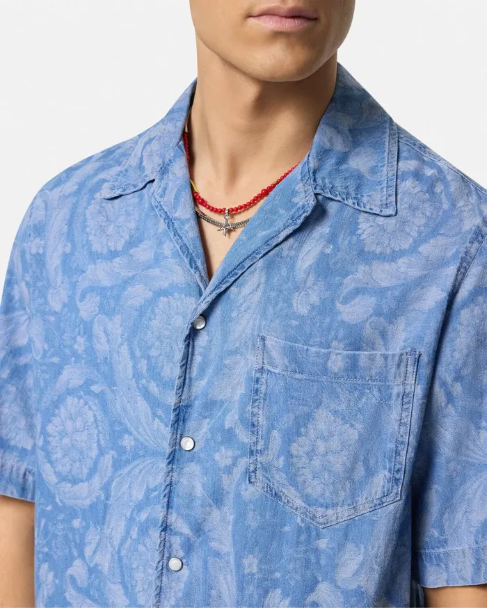 Versace Denim Barocco Chambray Denim Shirt Blue 8211 Men Versace Denim Barocco Chambray Denim Shirt Blue 8211 Men