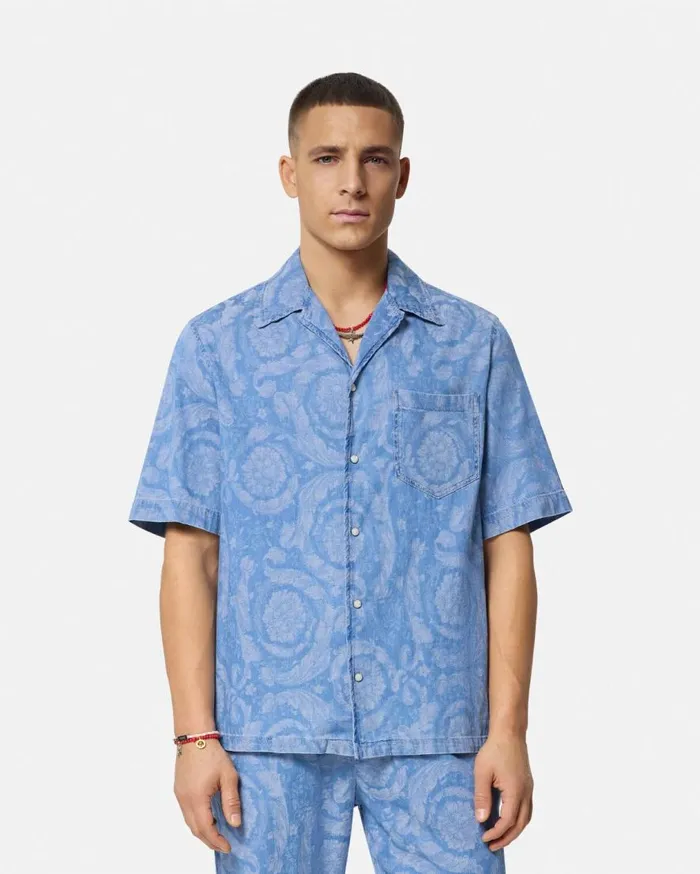 Versace Denim Barocco Chambray Denim Shirt Blue 8211 Men Versace Denim Barocco Chambray Denim Shirt Blue 8211 Men