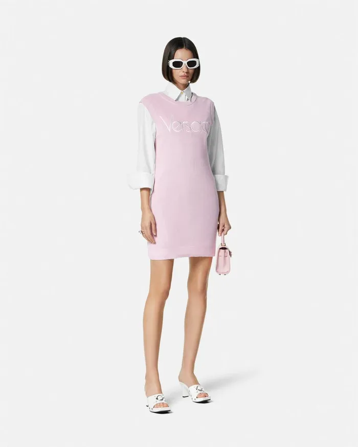 Versace Dresses 1978 ReEdition Logo Knit Mini Dress Light Pink 8211 Women Versace Dresses 1978 ReEdition Logo Knit Mini Dress Light Pink 8211 Women