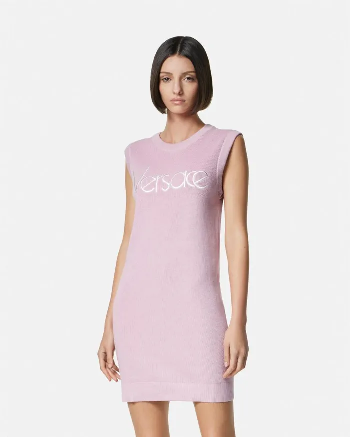 Versace Dresses 1978 ReEdition Logo Knit Mini Dress Light Pink 8211 Women Versace Dresses 1978 ReEdition Logo Knit Mini Dress Light Pink 8211 Women