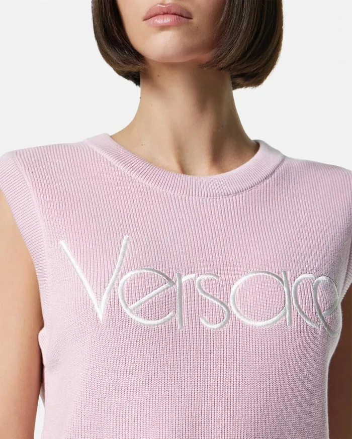 Versace Dresses 1978 ReEdition Logo Knit Mini Dress Light Pink 8211 Women Versace Dresses 1978 ReEdition Logo Knit Mini Dress Light Pink 8211 Women