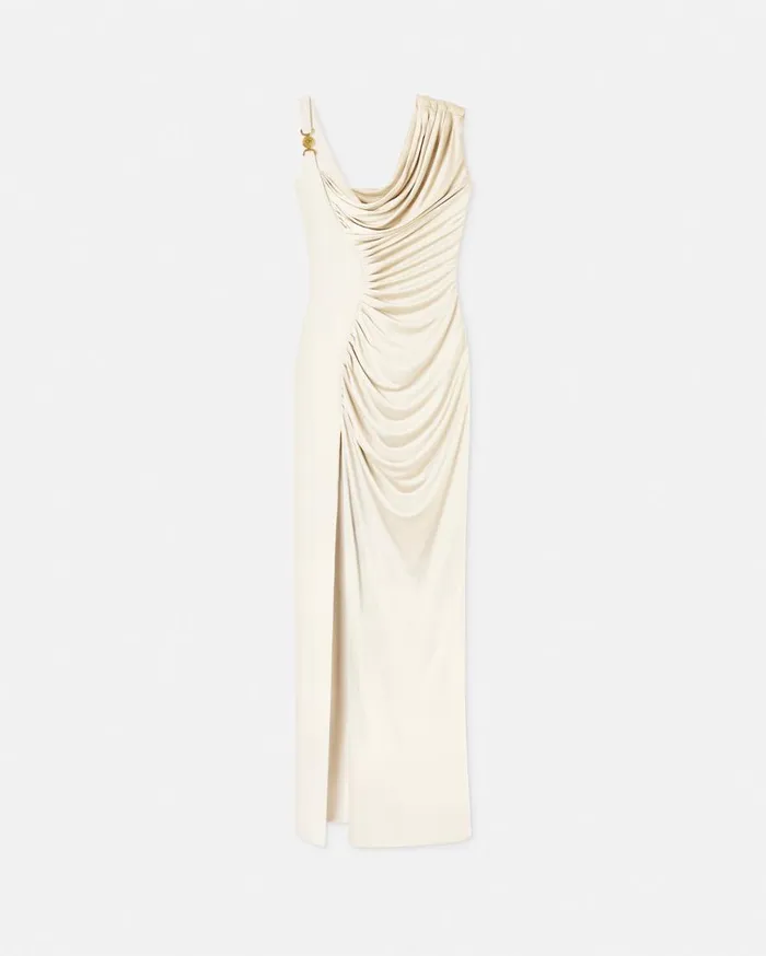 Versace Dresses Medusa 03995 Draped Gown White 8211 Women