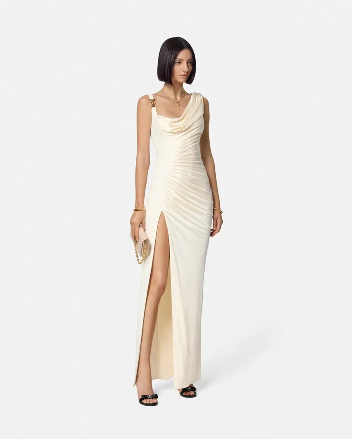 Versace Dresses Medusa 03995 Draped Gown White 8211 Women Versace Dresses Medusa 03995 Draped Gown White 8211 Women